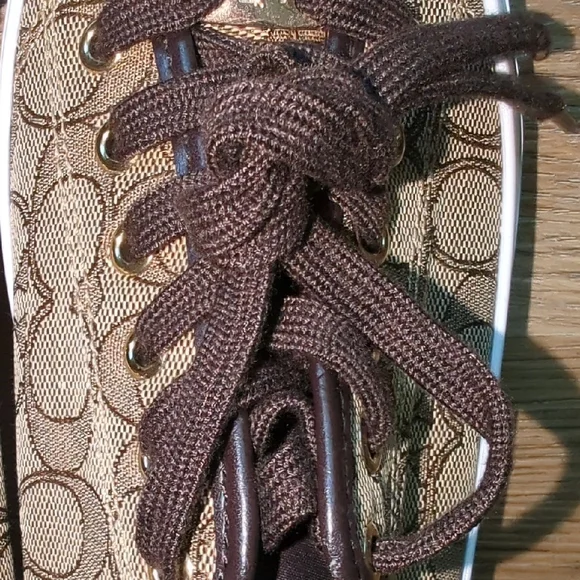 Coach Empire Low Top Logo Sneakers Brown Signature Canvas Wm Sz 10 - Picture 15 of 16